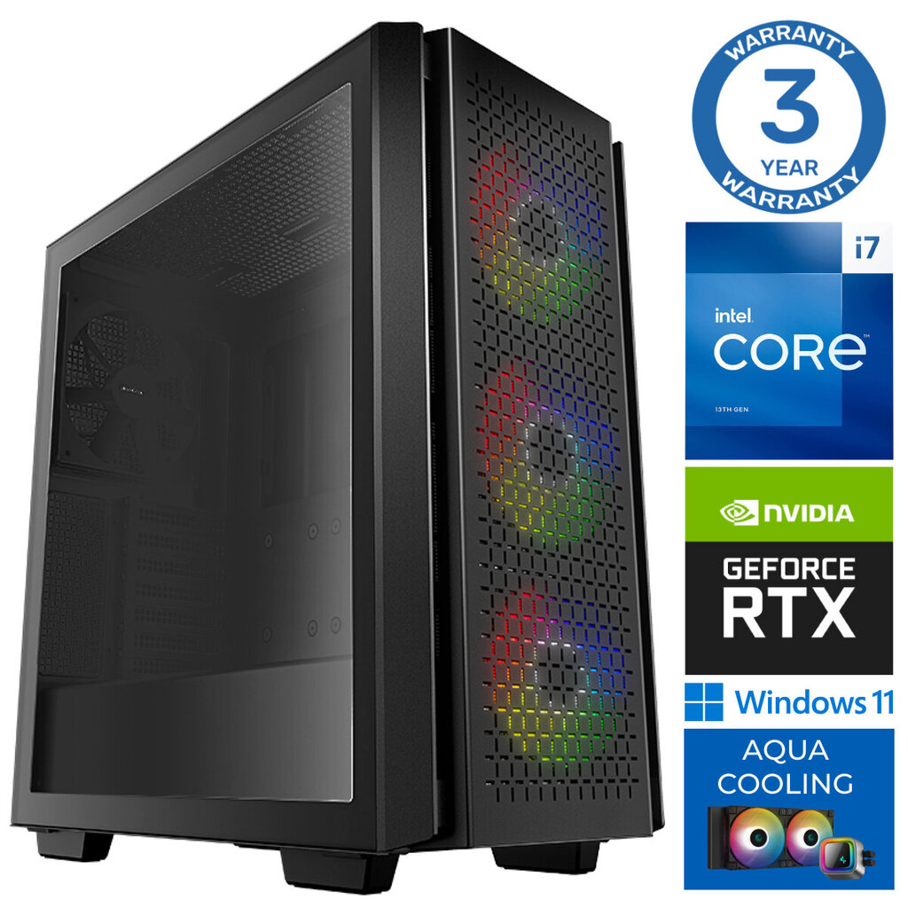 Intop Aqua i7-14700F 16GB DDR5 2TB SSD M.2 NVME RTX3050 6GB WIN11 hinta ja tiedot | Pöytätietokoneet | hobbyhall.fi