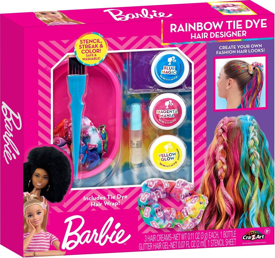 BARBIE Rainbow Tie-Dye -hiussuunnittelusetti hinta ja tiedot | Lasten ja äitiysajan kosmetiikka | hobbyhall.fi