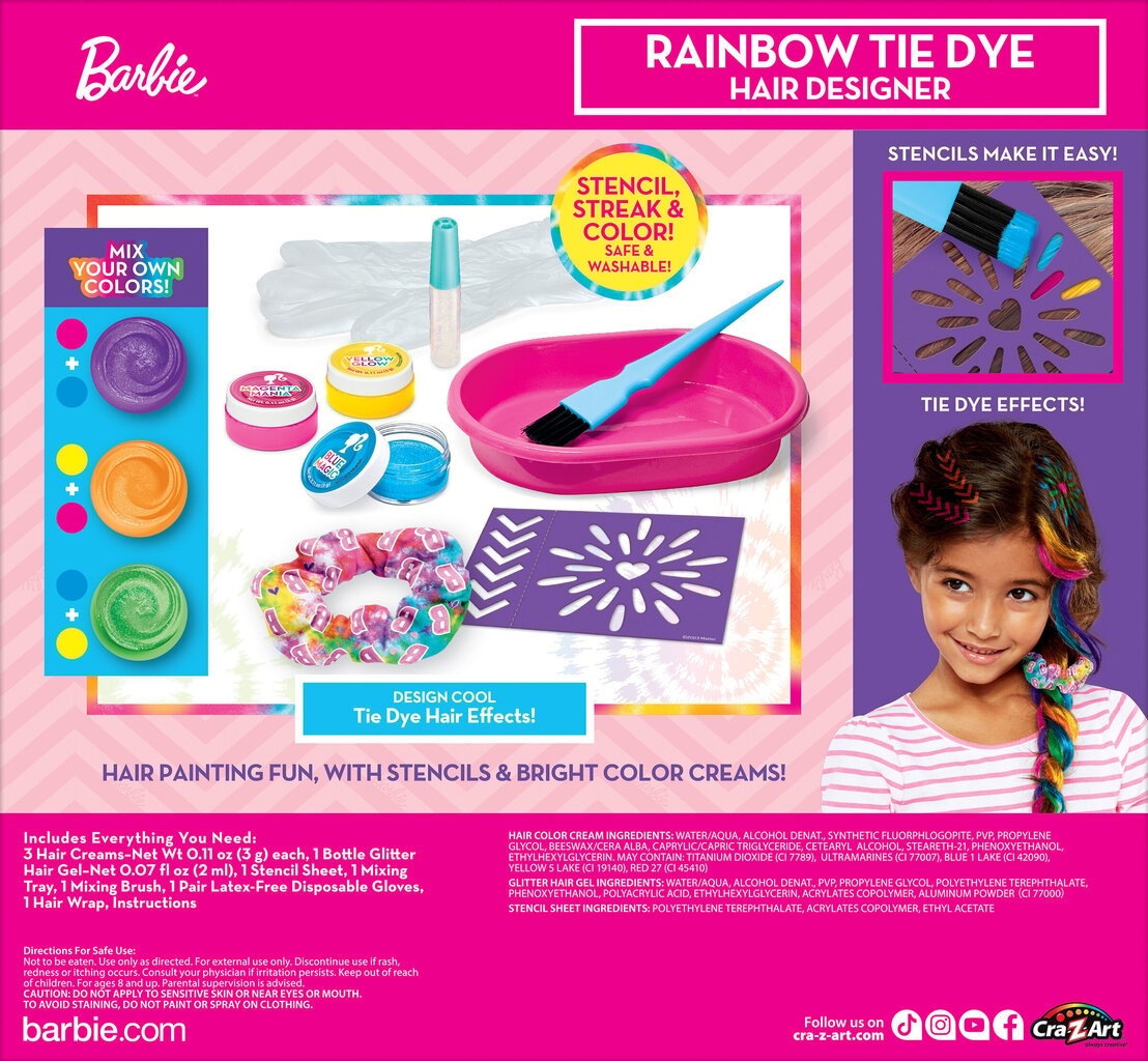 BARBIE Rainbow Tie-Dye -hiussuunnittelusetti hinta ja tiedot | Lasten ja äitiysajan kosmetiikka | hobbyhall.fi