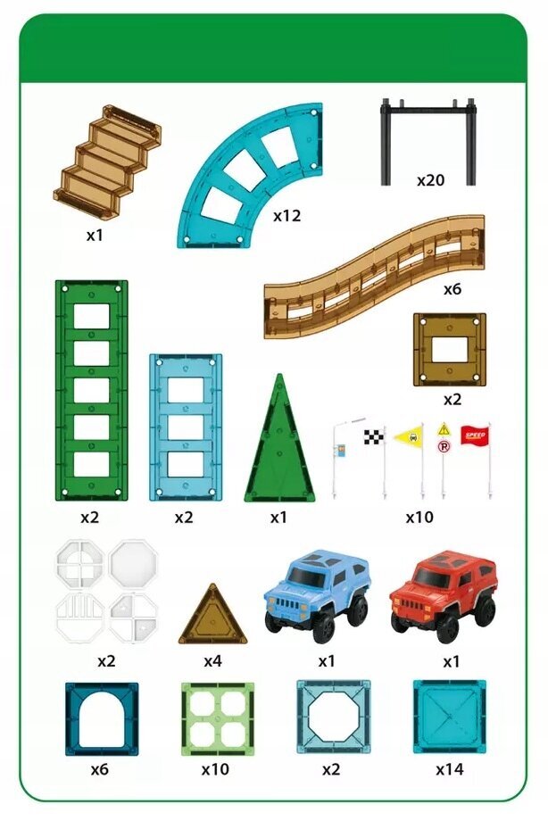 Magneettinen rata autoilla - jopa 96 elementtiä! hinta ja tiedot | LEGOT ja rakennuslelut | hobbyhall.fi