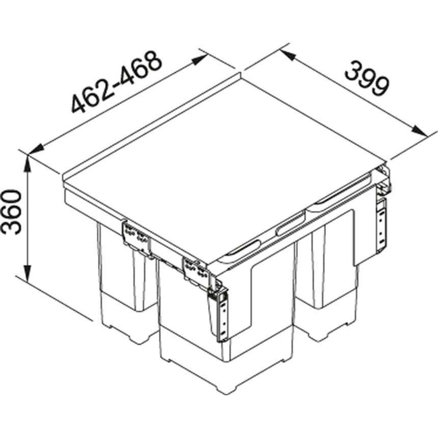 Franke jäteastia Sorter Garbo 50-3, 2 x 12l + 24l hinta ja tiedot | Roska-astiat | hobbyhall.fi