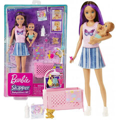 Barbie Skipper-nukke, violetti tukka, vauva ja tarvikkeet hinta ja tiedot | Tyttöjen lelut | hobbyhall.fi