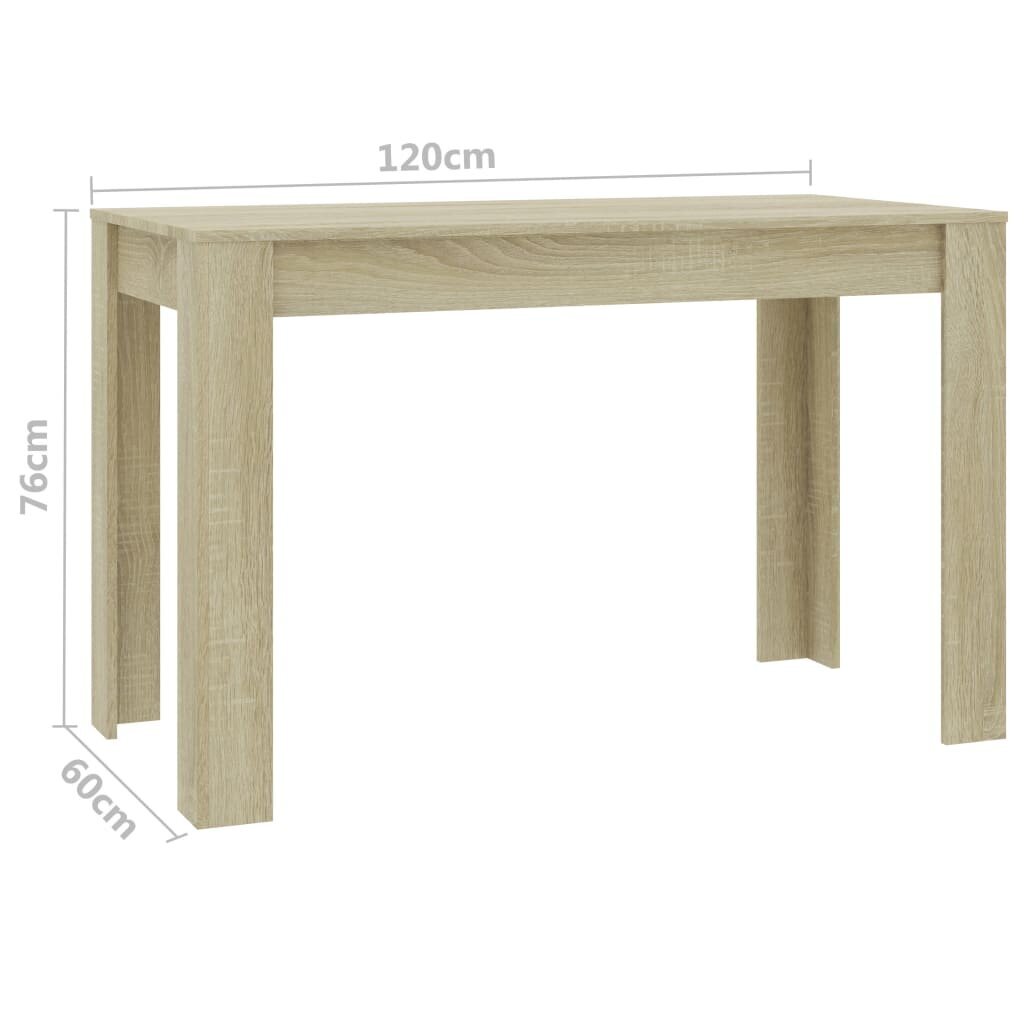 vidaXL Ruokapöytä Sonoma-tammi 120x60x76 cm lastulevy hinta ja tiedot | Ruokapöydät | hobbyhall.fi