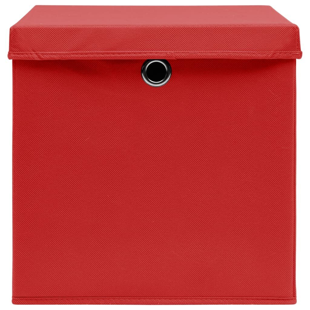 vidaXL Säilytyslaatikot kansilla 4 kpl punainen 32x32x32 cm kangas hinta ja tiedot | Säilytyslaatikot ja -korit | hobbyhall.fi