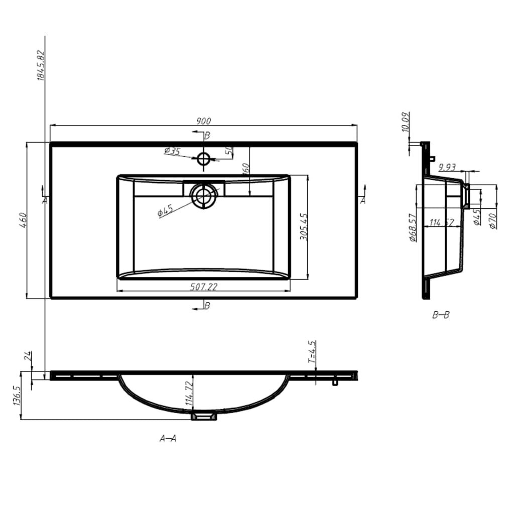 vidaXL Sisäänrakennettu pesuallas 900x460x130 mm SMC valkoinen hinta ja tiedot | Pesualtaat | hobbyhall.fi