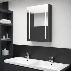 vidaXL LED kylpyhuoneen peilikaappi kiiltävä musta 50x13x70 cm hinta ja tiedot | Kylpyhuonekaapit | hobbyhall.fi