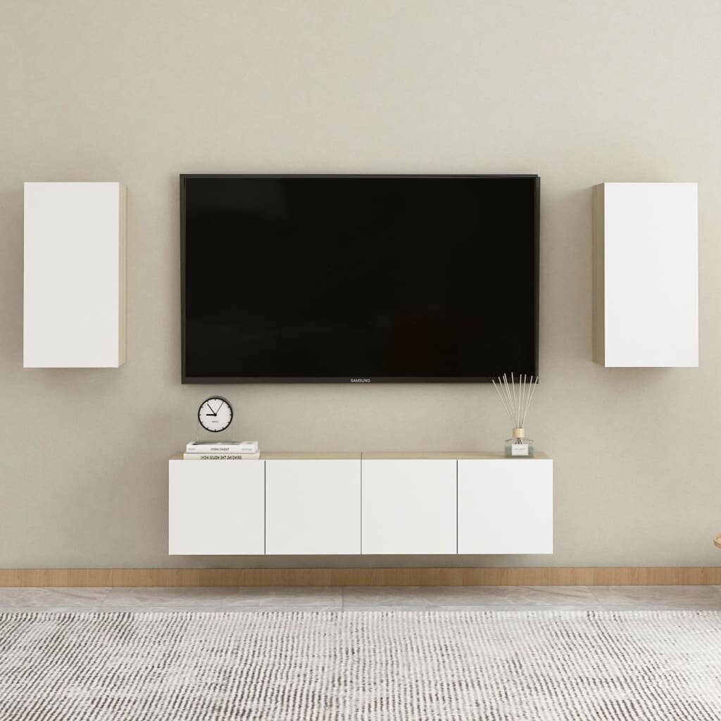 vidaXL TV-taso valkoinen ja Sonoma-tammi 30,5x30x60 cm lastulevy hinta ja tiedot | TV-tasot | hobbyhall.fi