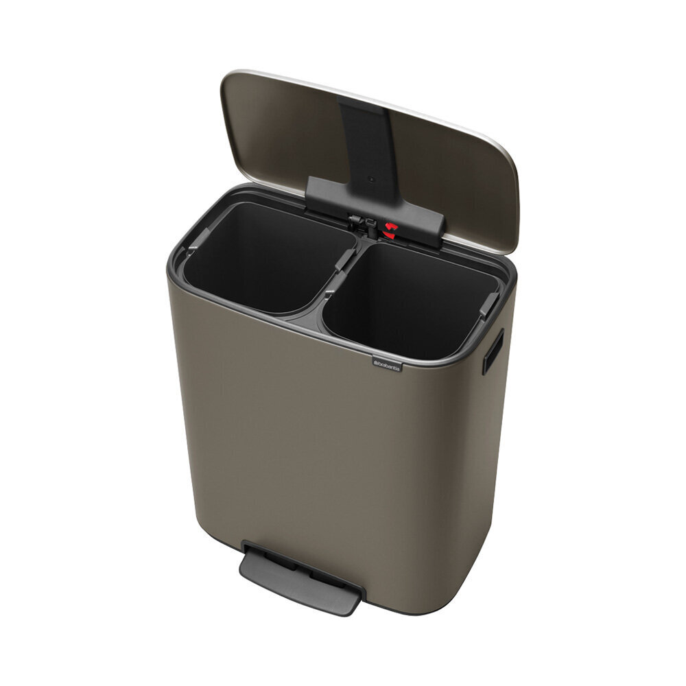 Brabantia Bo -roska-astia jalkapolkimella, 2 x 30 l, Platinum hinta ja tiedot | Roska-astiat | hobbyhall.fi