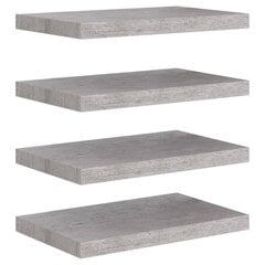 vidaXL Kelluvat seinähyllyt 4 kpl betoninharmaa 50x23x3,8 cm MDF hinta ja tiedot | Hyllyt | hobbyhall.fi