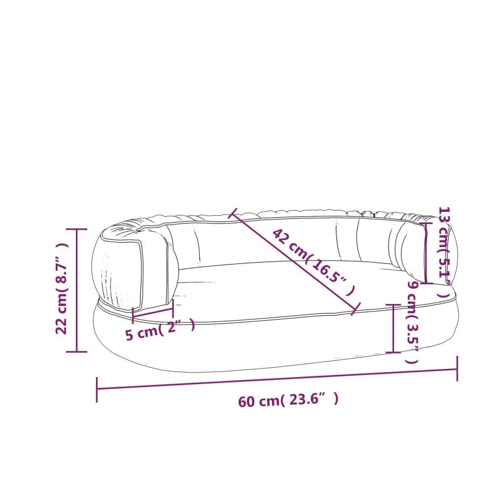 vidaXL Ergonominen vaahtomuovi koiransänky 60x42 cm keinonahka hinta ja tiedot | Pedit ja pesät | hobbyhall.fi