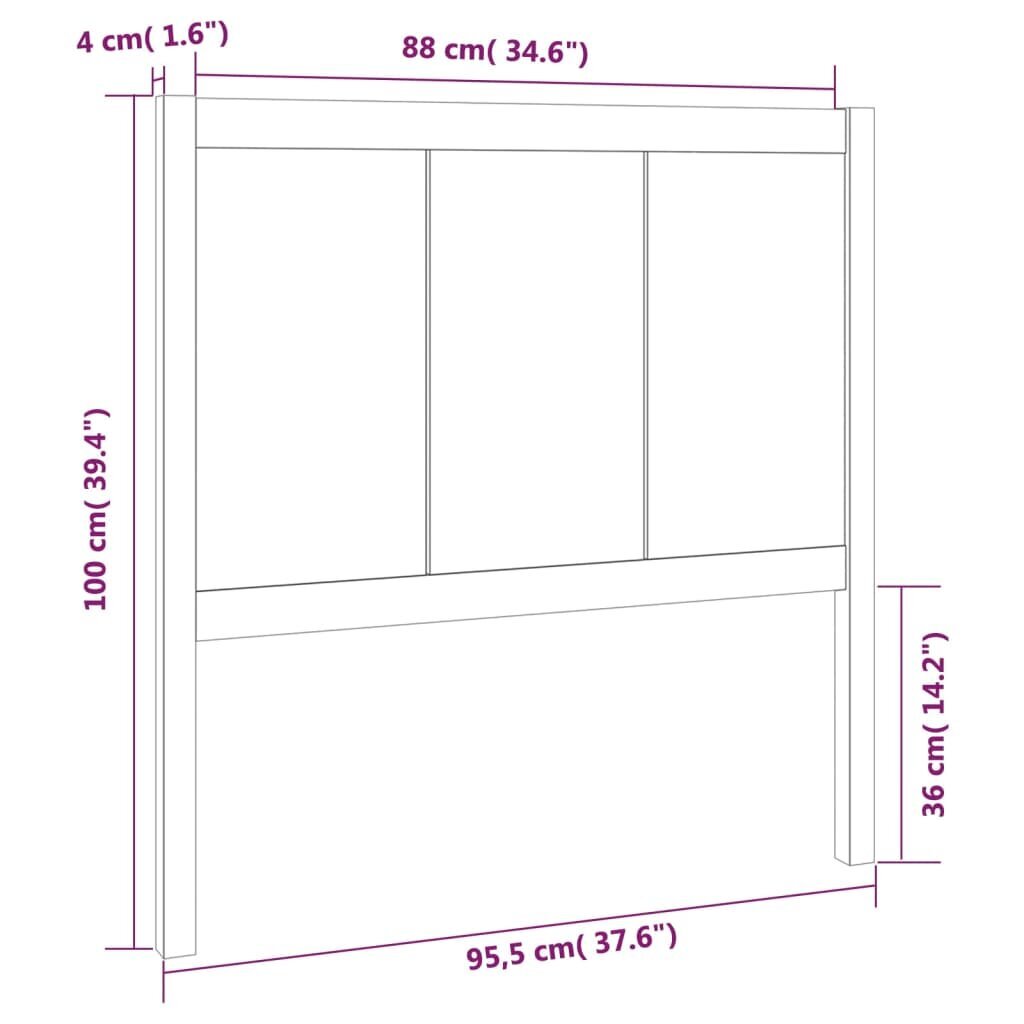 vidaXL Sängynpääty 95,5x4x100 cm täysi mänty hinta ja tiedot | Sängyt | hobbyhall.fi