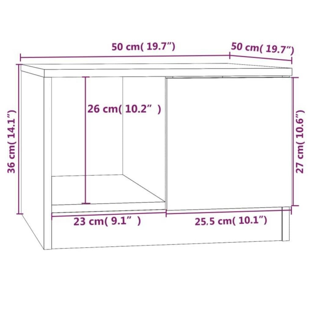 vidaXL Sohvapöytä betoninharmaa 50x50x36 cm tekninen puu hinta ja tiedot | Sohvapöydät | hobbyhall.fi