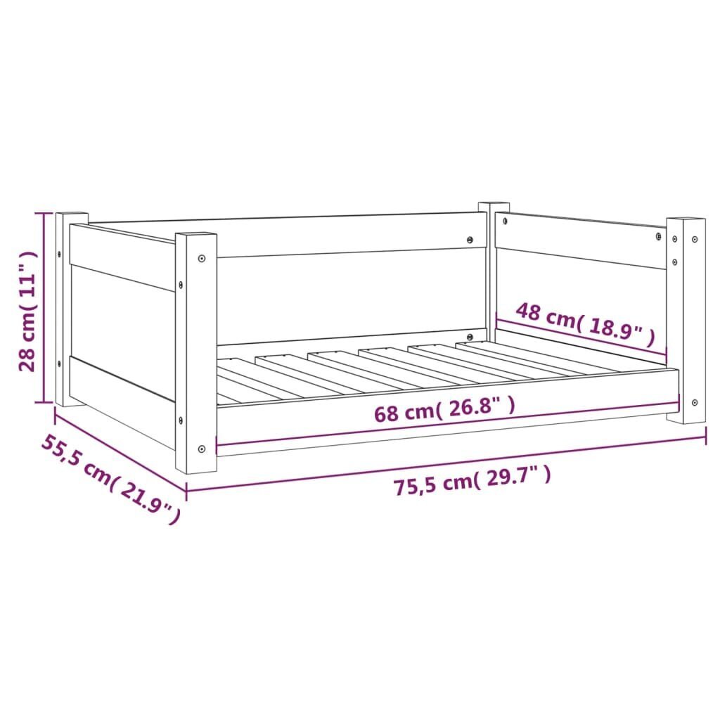 vidaXL Koiransänky valkoinen 95,5x65,5x28 cm täysi mänty hinta ja tiedot | Pedit ja pesät | hobbyhall.fi