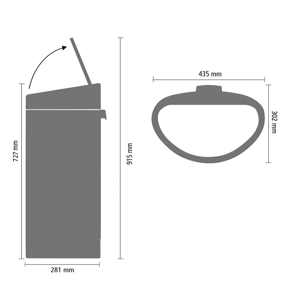 Brabantia Touch Bin New roska-astia 40L, Platinum hinta ja tiedot | Roska-astiat | hobbyhall.fi