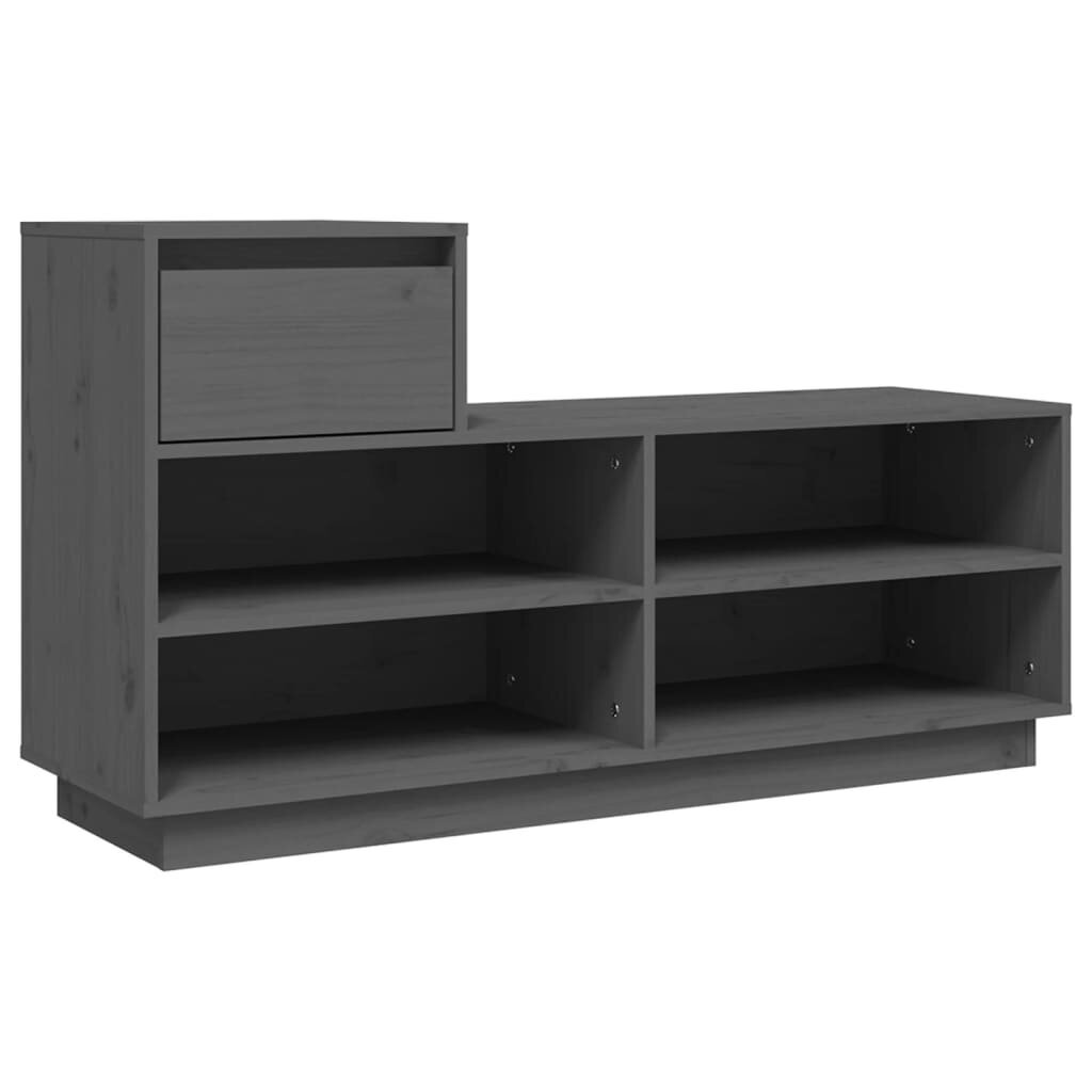 vidaXL Kenkäkaappi harmaa 110x34x61 cm täysi mänty hinta ja tiedot | Kenkäkaapit ja -hyllyt | hobbyhall.fi