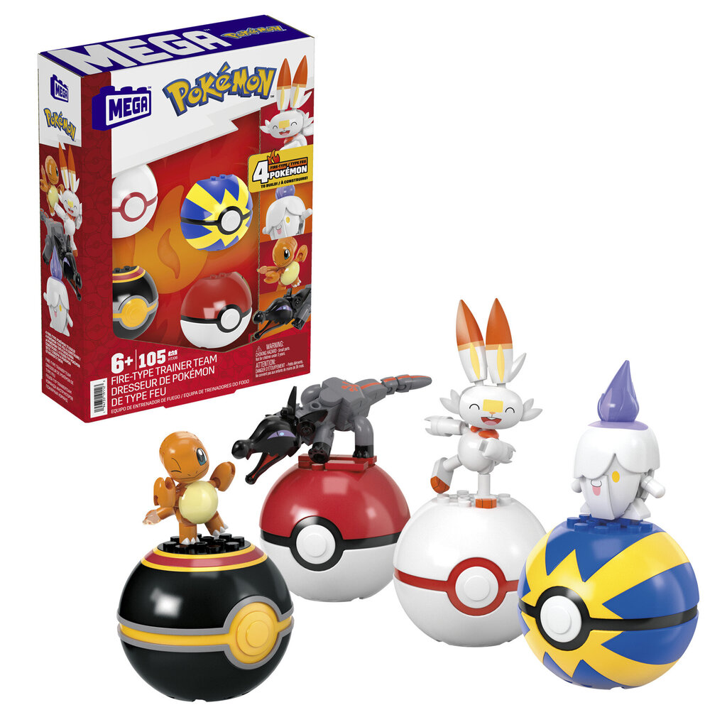 Pokemon setti Pokemon Mega Construx, 4 kpl, 105 kpl. hinta ja tiedot | Poikien lelut | hobbyhall.fi