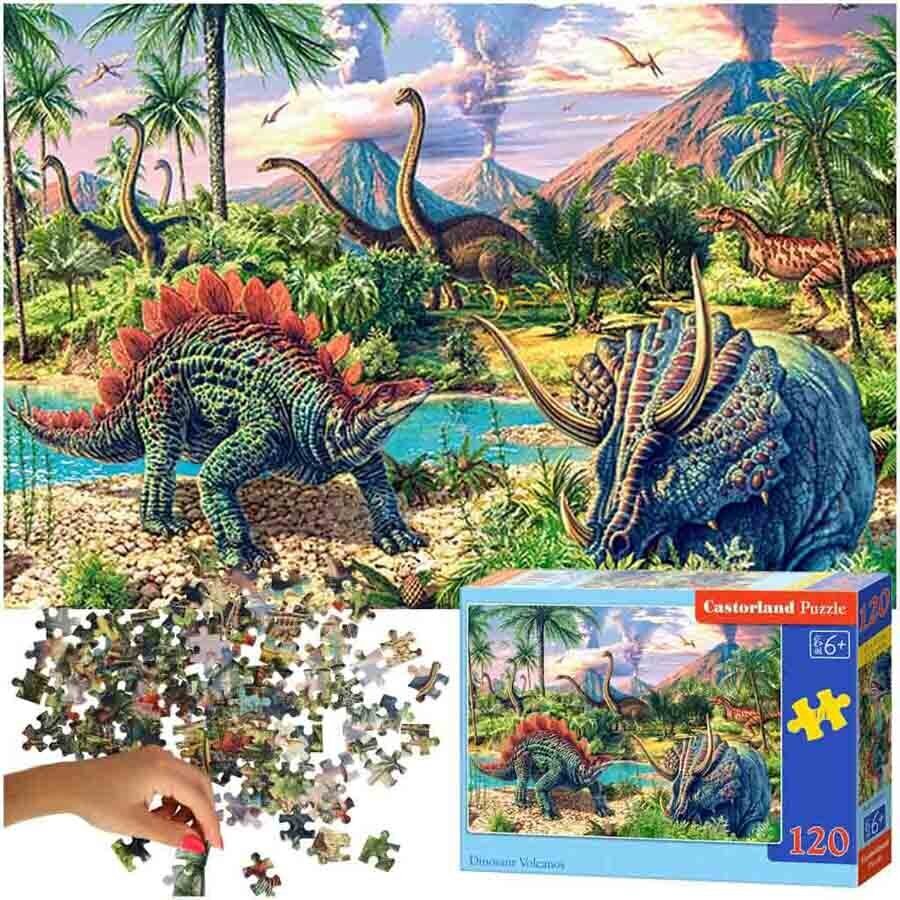 Puzzle dinosaurukset lähellä tulivuoria, 120 kappaletta hinta ja tiedot | Palapelit | hobbyhall.fi