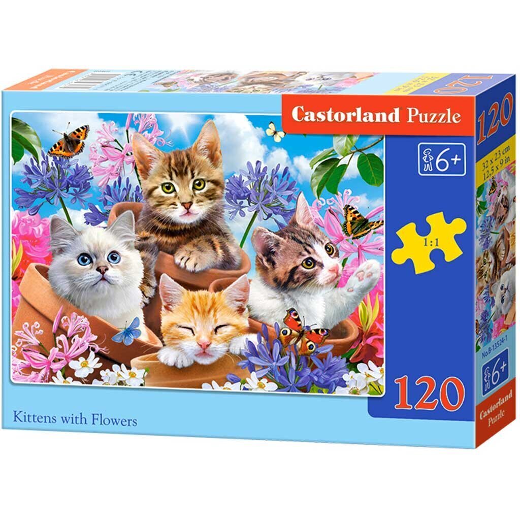 Puzzle kissanpennut kukilla, 120 kpl hinta ja tiedot | Palapelit | hobbyhall.fi