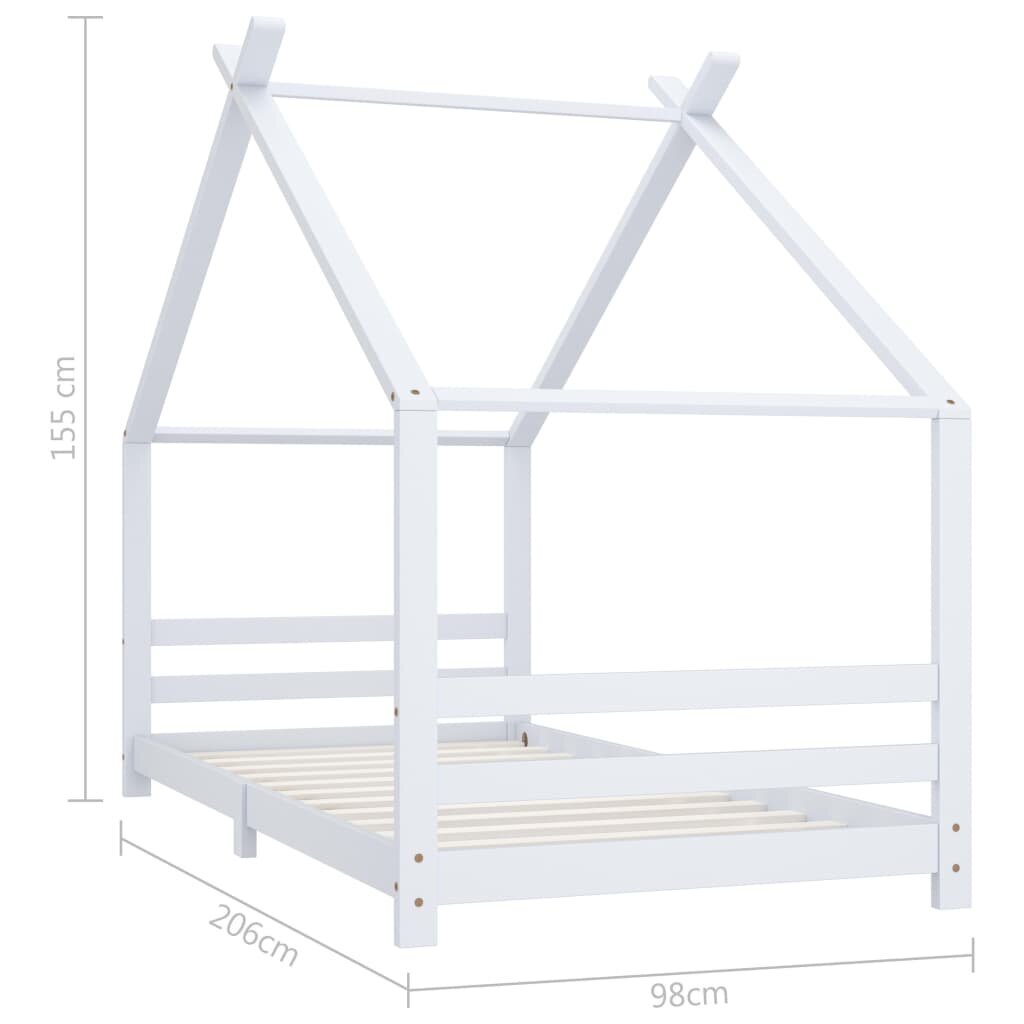 vidaXL Lasten sängynrunko valkoinen täysi mänty 90x200 cm hinta ja tiedot | Lastensängyt | hobbyhall.fi