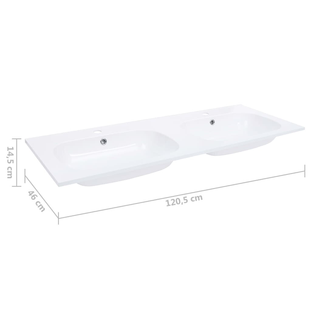 vidaXL Sisäänrakennettu kaksoispesuallas 1205x460x145 mm SMC valkoinen hinta ja tiedot | Pesualtaat | hobbyhall.fi