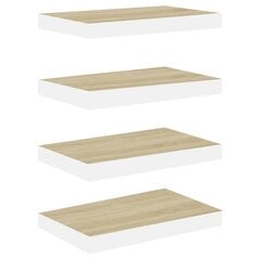 vidaXL Kelluvat seinähyllyt 4 kpl tammi ja valkoinen 40x23x3,8 cm MDF hinta ja tiedot | Hyllyt | hobbyhall.fi