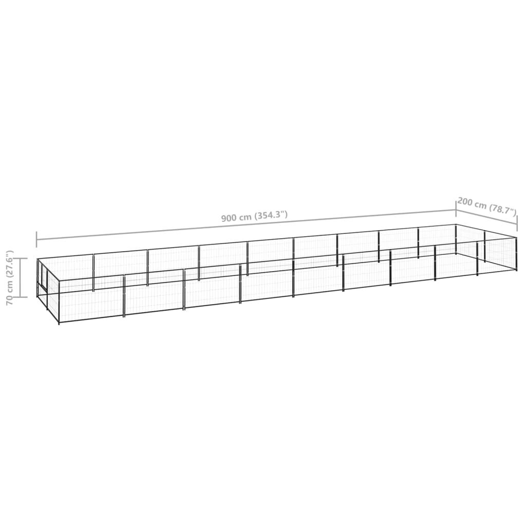 vidaXL Koiranhäkki musta 18 m² teräs hinta ja tiedot | Pedit ja pesät | hobbyhall.fi