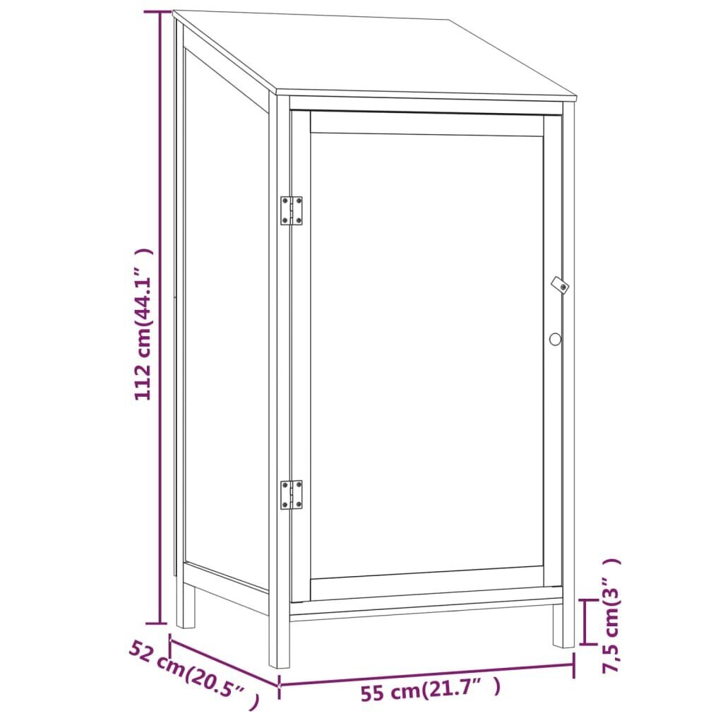 vidaXL Puutarhavaja antrasiitti 55x52x112 cm täysi kuusi hinta ja tiedot | Piharakennukset | hobbyhall.fi