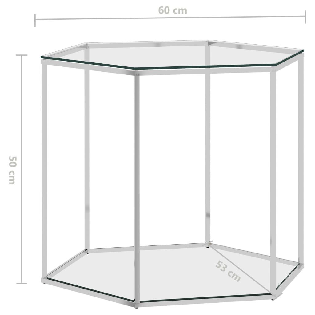 vidaXL Sohvapöytä hopea 60x53x50 cm ruostumaton teräs ja lasi hinta ja tiedot | Sohvapöydät | hobbyhall.fi