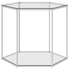 vidaXL Sohvapöytä hopea 60x53x50 cm ruostumaton teräs ja lasi hinta ja tiedot | Sohvapöydät | hobbyhall.fi