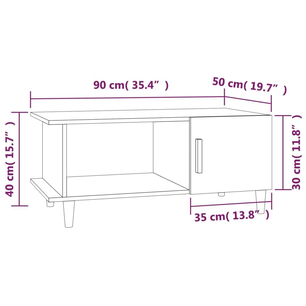 vidaXL Sohvapöytä ruskea tammi 90x50x40 cm tekninen puu hinta ja tiedot | Sohvapöydät | hobbyhall.fi