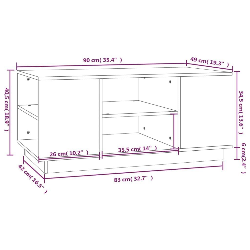 vidaXL Sohvapöytä 90x49x40,5 cm täysi mänty hinta ja tiedot | Sohvapöydät | hobbyhall.fi