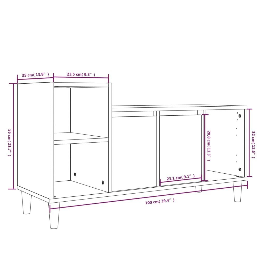 vidaXL TV-taso ruskea tammi 100x35x55 cm tekninen puu hinta ja tiedot | TV-tasot | hobbyhall.fi