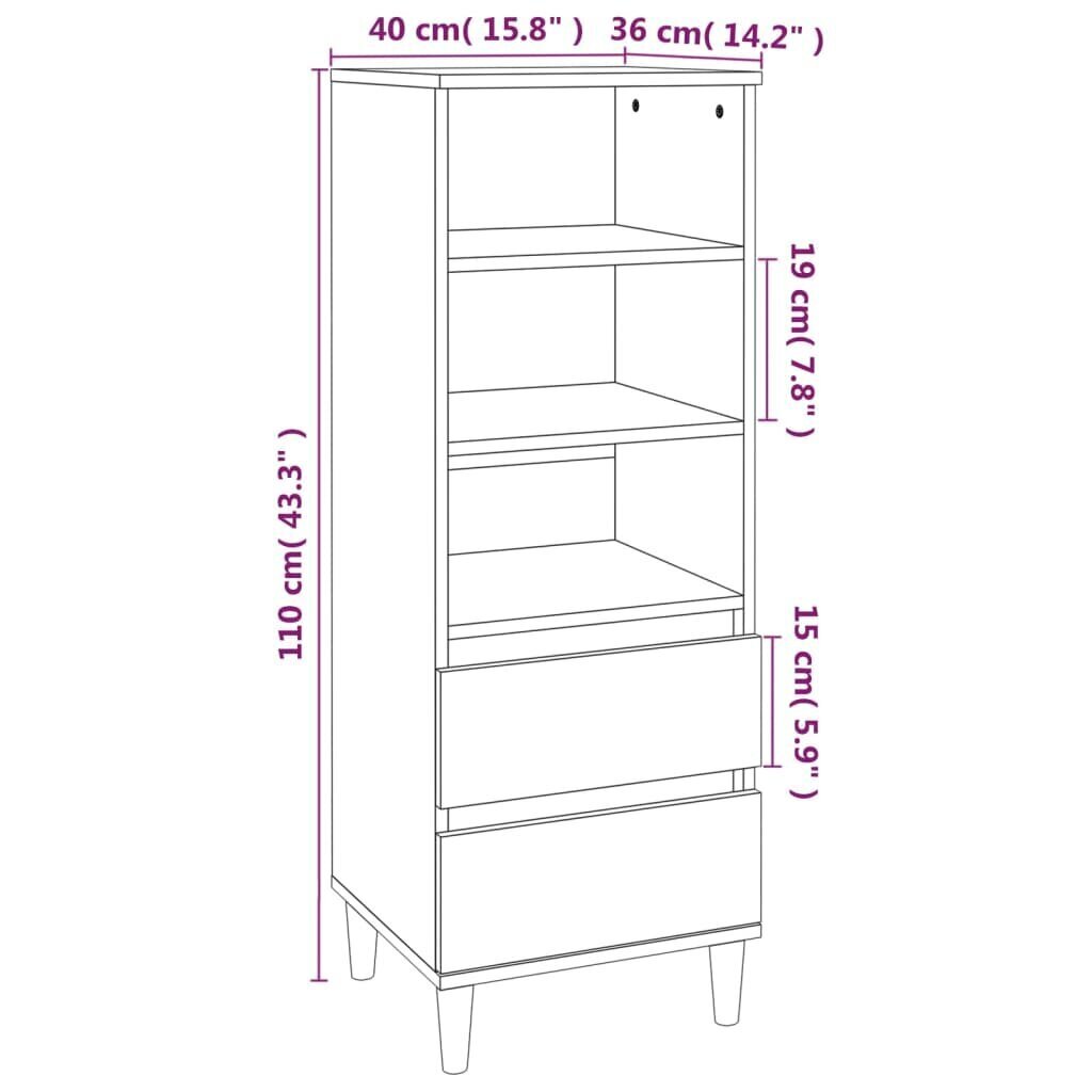 vidaXL Kaappi savutammi 40x36x110 cm tekninen puu hinta ja tiedot | Olohuoneen kaapit ja lipastot | hobbyhall.fi