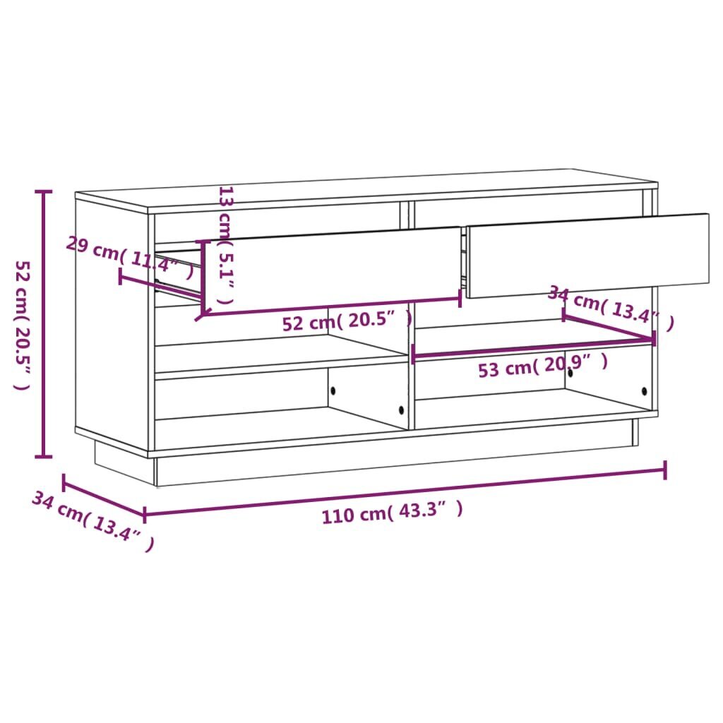 vidaXL Kenkäkaappi hunajanruskea 110x34x52 cm täysi mänty hinta ja tiedot | Kenkäkaapit ja -hyllyt | hobbyhall.fi