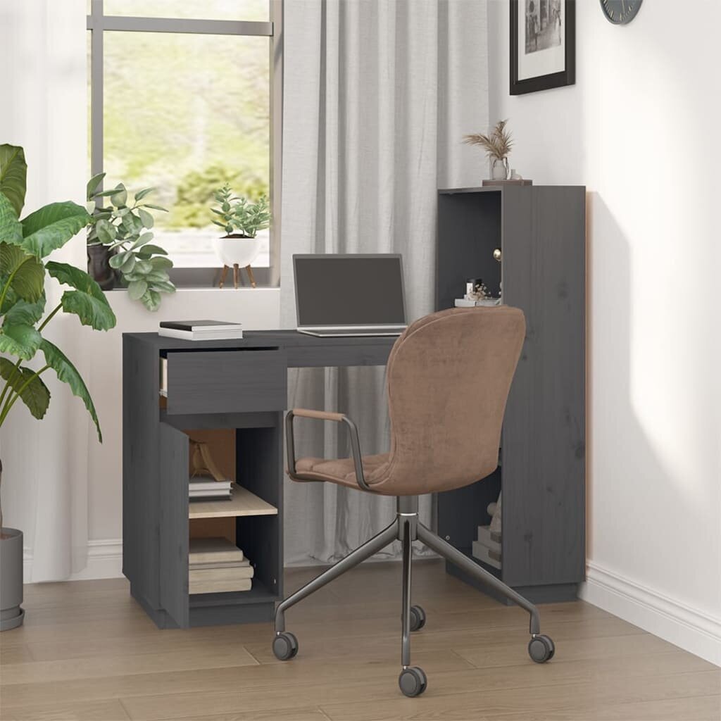 vidaXL Työpöytä harmaa 110x53x117 cm täysi mänty hinta ja tiedot | Tietokonepöydät ja työpöydät | hobbyhall.fi