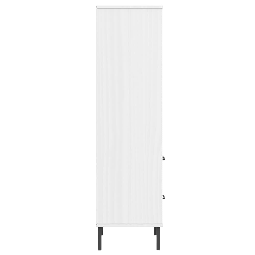 vidaXL Kirjahylly 2 laatikolla valkoinen 60x35x128,5 cm täyspuu OSLO hinta ja tiedot | Kaapit | hobbyhall.fi