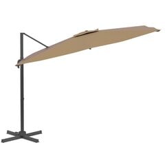 vidaXL Riippuva aurinkovarjo alumiinipylväällä taupe 300x300 cm hinta ja tiedot | Aurinkovarjot ja markiisit | hobbyhall.fi