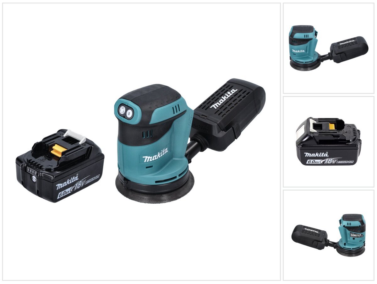 Makita DBO 180 G1 -akkukäyttöinen epäkeskohiomakone 18 V 125 mm + 1 x 6,0 Ah -akku - ilman laturia hinta ja tiedot | Hiomakoneet | hobbyhall.fi