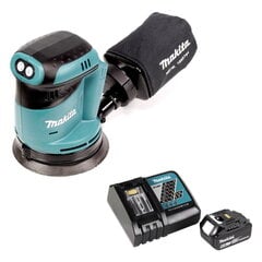 Makita DBO 180 RG1 -akkukäyttöinen eksentrinen hiomakone 18 V 125 mm + 1 x 6,0 Ah -akku + laturi hinta ja tiedot | Hiomakoneet | hobbyhall.fi