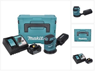 Makita DBO 180 RG1J -akkukäyttöinen epäkeskohiomakone 18 V 125 mm + 1 x 6,0 Ah -akku + laturi + Makpac hinta ja tiedot | Hiomakoneet | hobbyhall.fi