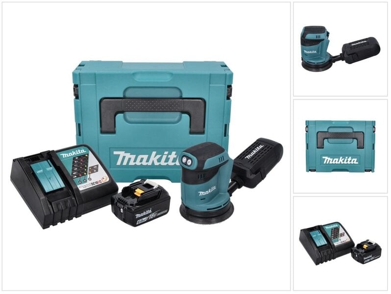 Makita DBO 180 RG1J -akkukäyttöinen epäkeskohiomakone 18 V 125 mm + 1 x 6,0 Ah -akku + laturi + Makpac