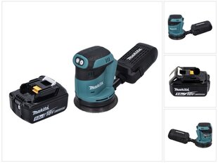 Akkukäyttöinen epäkeskohiomakone Makita DBO 180 T1, 18 V, 125 mm, akulla, ilman laturia hinta ja tiedot | Hiomakoneet | hobbyhall.fi