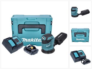 Makita DBO 180 SY1J -akkukäyttöinen eksentrinen hiomakone 18 V 125 mm + 1 x 1,5 Ah -akku + laturi + Makpac hinta ja tiedot | Hiomakoneet | hobbyhall.fi