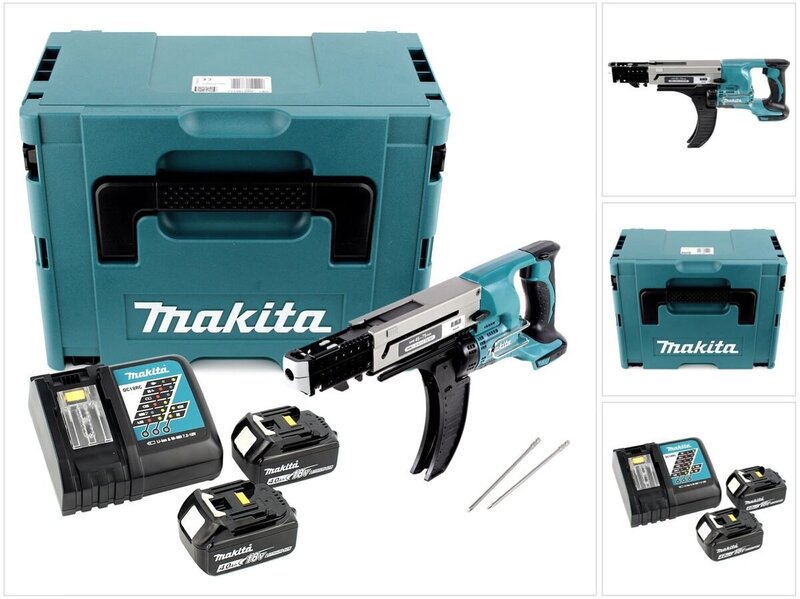 Akkukäyttöinen ruuvinväännin, Makita DFR 750 RMJ, 18 V, akulla ja laturilla