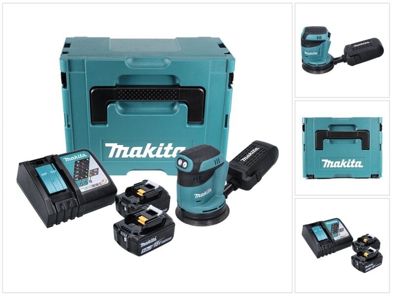 Akkukäyttöinen epäkeskohiomakone Makita DBO 180 RTJ, 18 V, akulla ja laturilla