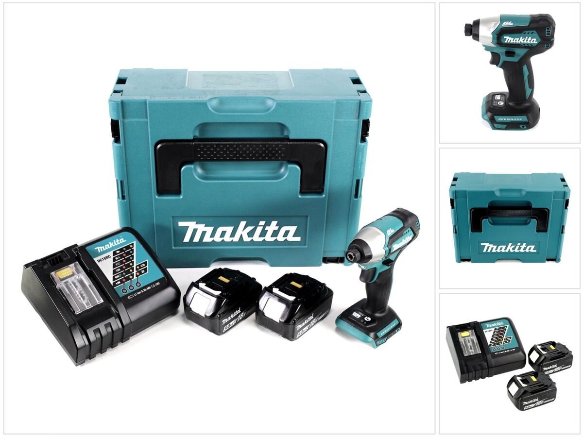 Akkukäyttöinen iskuporakone Makita DTD 155 RTJ 18 V 140 Nm 1/4" + 2 x 5,0 Ah -akku + laturi + Makpac hinta ja tiedot | Akkuporakoneet ja ruuvinvääntimet | hobbyhall.fi