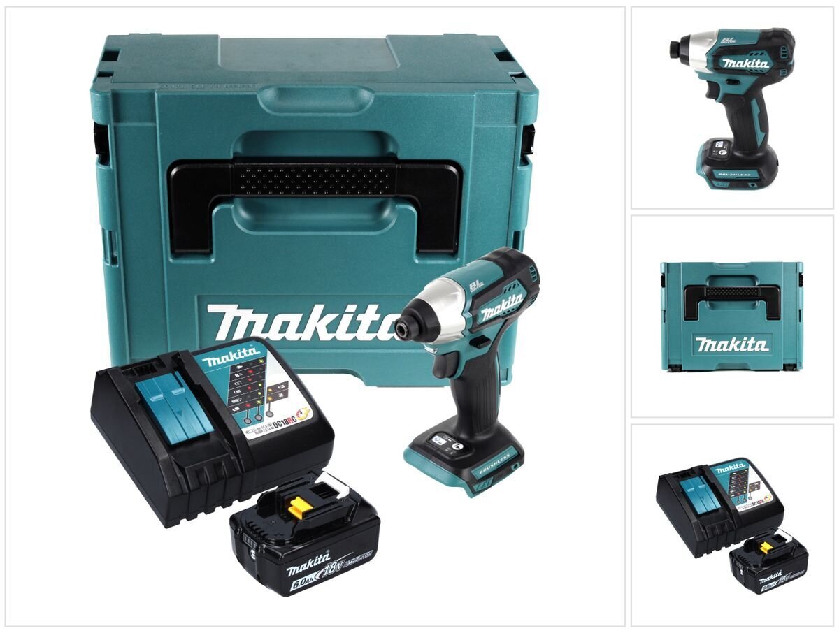 Akkukäyttöinen iskuporakone Makita DTD 155 RG1J 18 V 140 Nm 1/4" + 1 x 6,0 Ah -akku + laturi + Makpac hinta ja tiedot | Akkuporakoneet ja ruuvinvääntimet | hobbyhall.fi