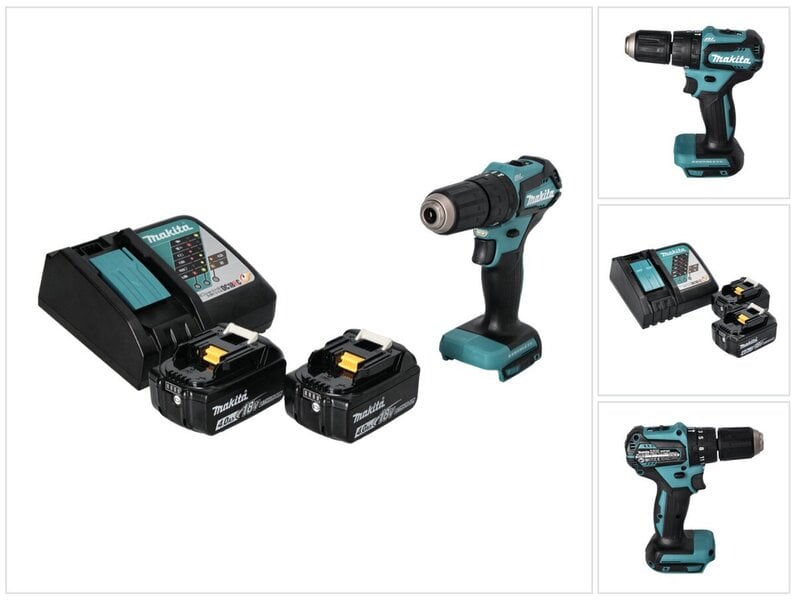 Akkukäyttöinen iskuporakone Makita DHP 483 RM 18 V 40 Nm + 2 x akut 4,0 Ah + laturi