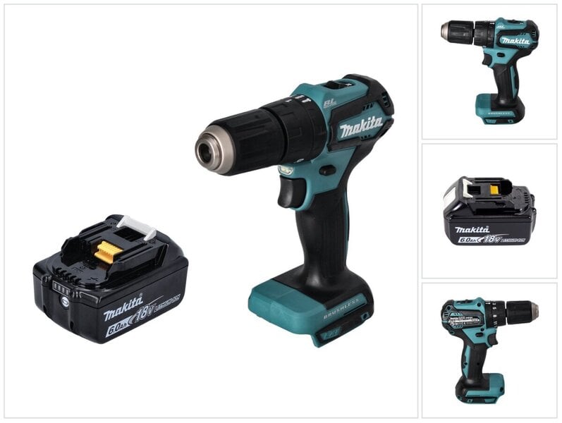 Akkukäyttöinen iskuporakone Makita DHP 483 G1 18 V 40 Nm + 1 x akku 6,0 Ah - ilman laturia