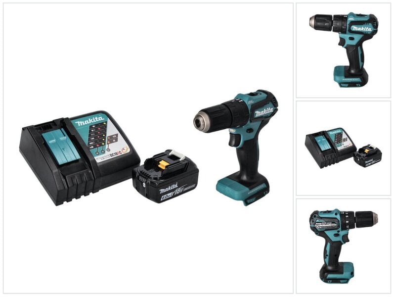 Akkukäyttöinen iskuporakone Makita DHP 483 RG1 18 V 40 Nm + 1 x 6,0 Ah -akku + laturi